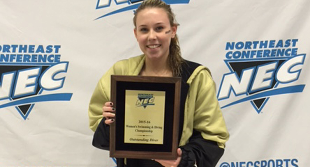 Abernethy wins NEC Diver of the Meet; Locurto named NEC Diving Coach of the Year