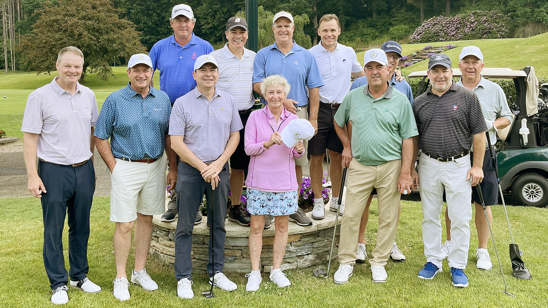 From Left to Right:  Jim Devlin ’88, Gary Young ’88, John Delbonis ’88, Frank Clark ’88, Dave French ’89, Dr Kris Kennedy, Mike Diani ’87, Dave Olender ’90, John Rainone ’88, Mario Solari ’85, Rob McNeil ’88 and Mike McKenna ’86.