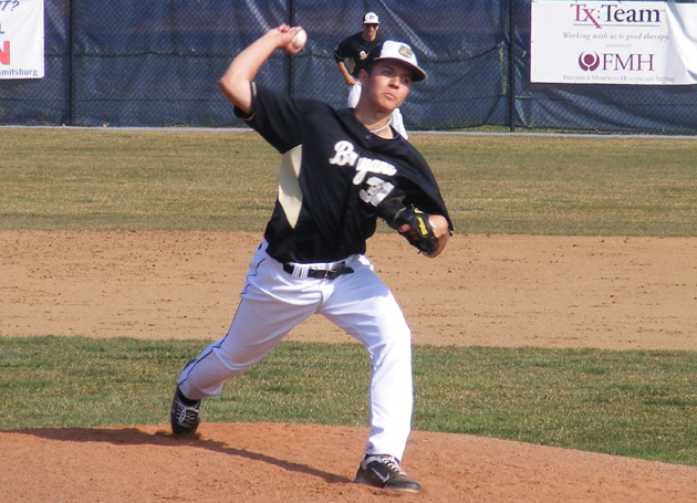 Freshman Kevin McAvoy delivers a pitch against Mount St. Mary's