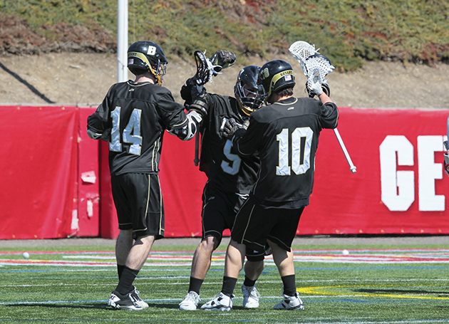 The Bulldogs celebrate a goal Saturday in Stony Brook, N.Y.