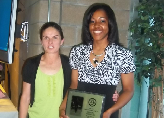 Sherika Nicholas and Track and Field HC Stephanie Reilly at RIAWIA Banquet