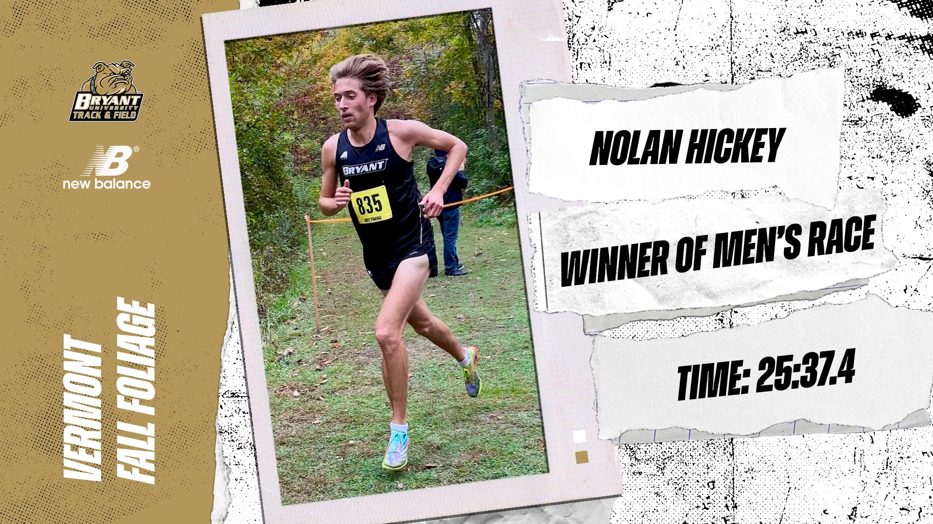Nolan Hickey’s victory at Vermont Fall Foliage propels men to 2nd place finish; Women place 4th.